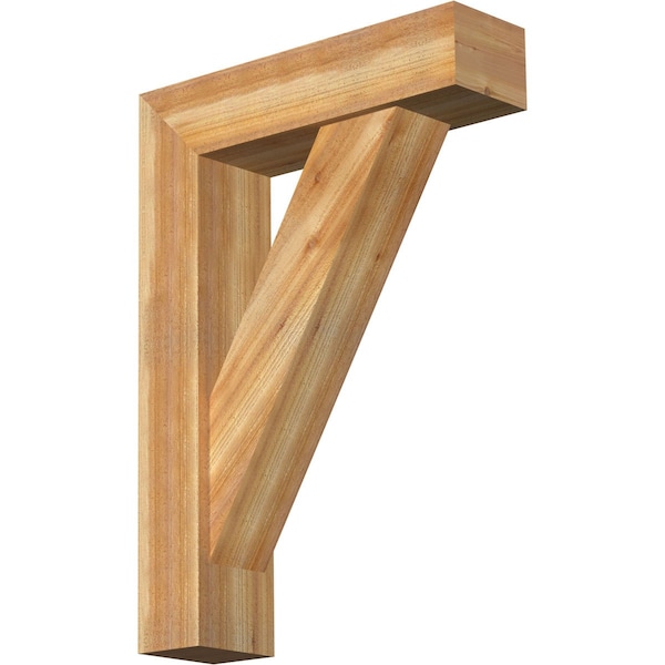 Ekena Millwork Traditional Block Rough Sawn Bracket w/ Offset Brace, Western Red Cedar, 8"W x 30"D x 42"H BKT0806X30X42TRA05RWR - main